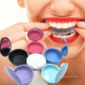 Round Night Mouth Guard Storage Box with Mirror